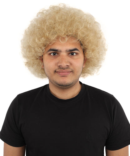 HPO Men's Multi-Color Options Curly Clown Wig | Flame-Retardant Synthetic Fiber and Standard Cap | Ideal for Parties, Cosplay, and Themed Events