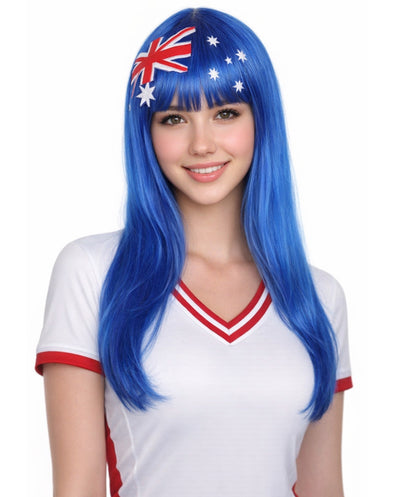 Australian Flag Sport Party Long Bob Wig | Premium Breathable Capless Cap