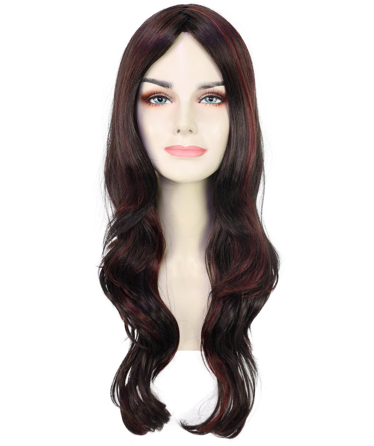 HPO Adult Female WIG Hot Honey Ebony – Wavy Medium Brown Ebony Wigs for Retro Costumes & Events, Perfect for 70s Disco, Retro Costumes, Halloween and Cosplay, Themed Events