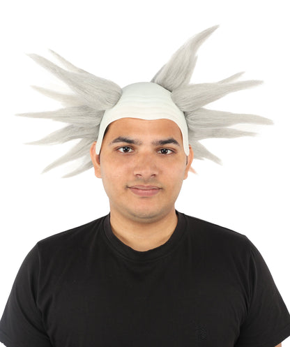 HPO Adult Men's Spiky Bald Illusion Wig | Multiple Color Options  |  Two-tone vibrant hue, create of synthetic fiber, stiff spiked volume, integrated forehead piece | Party, Halloween, theater, drag, performance, costume events