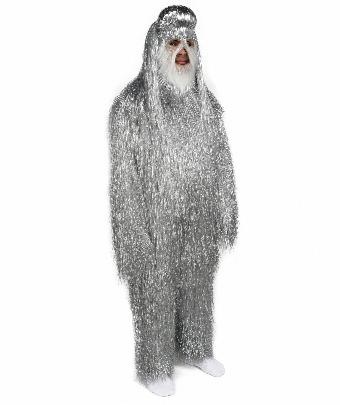 HPO UnisexTinsel Hairy Costume, Bundle & Mask Set | Full-Body Suit & Matching Mask | Long Hair Funny Costume for Halloween, Performers, Cosplay & Mascots | Multicolor Options