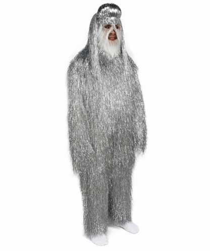 HPO UnisexTinsel Hairy Costume, Bundle & Mask Set | Full-Body Suit & Matching Mask | Long Hair Funny Costume for Halloween, Performers, Cosplay & Mascots | Multicolor Options
