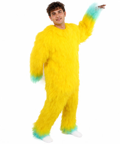 HPO Adult 74 Inch Full Animal Monster Bundle Costume & Mask Set – Yellow & Blue Furry Outfit with Screaming Head Mask | Ideal for Mascot Shows, Theater & Party Characters