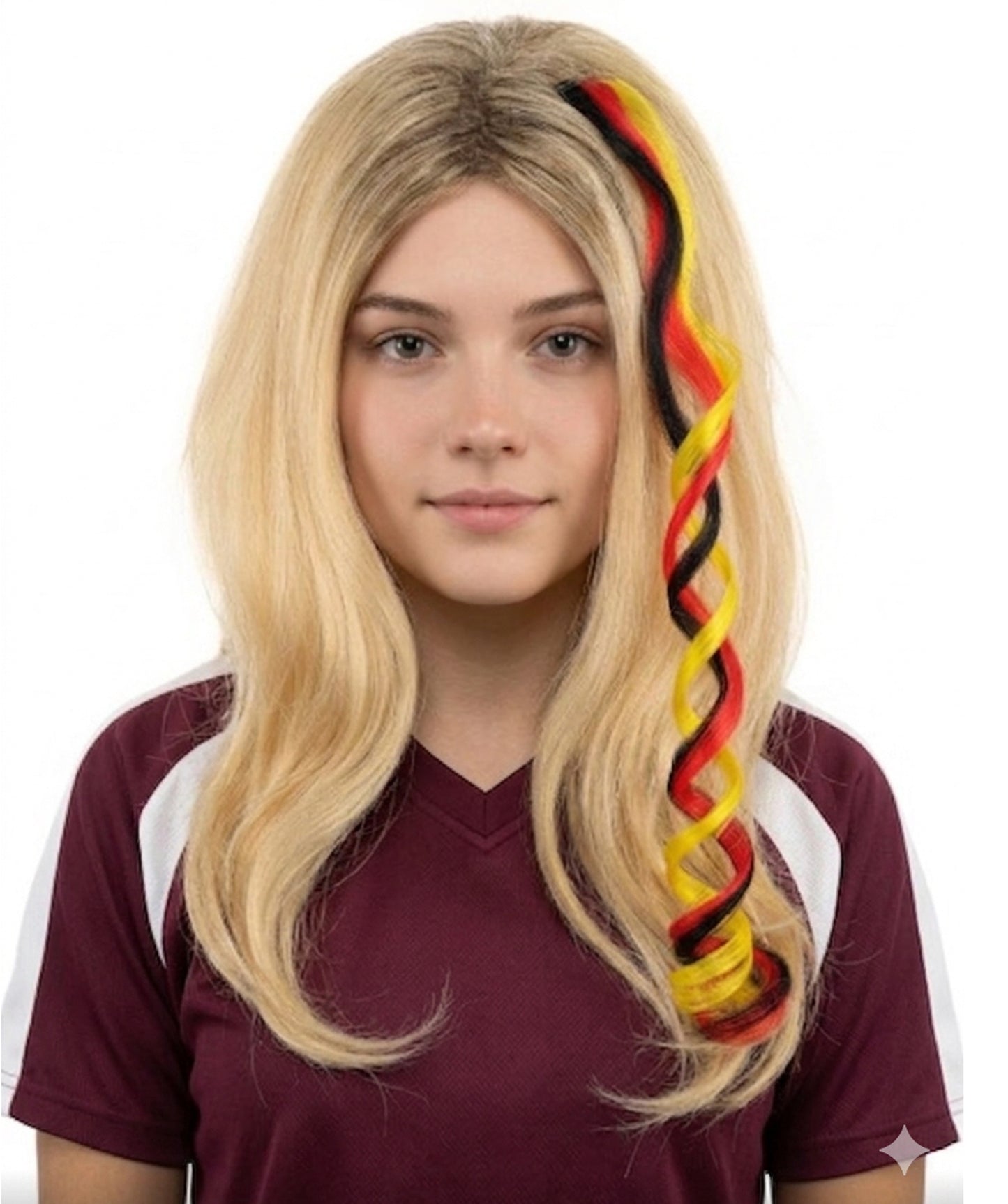 HPO Women's National Flag Hair Streak | Crafted from Flame-retardant Synthetic Febric with a textured spiral construction | Ideal for theater, drag, and costume events