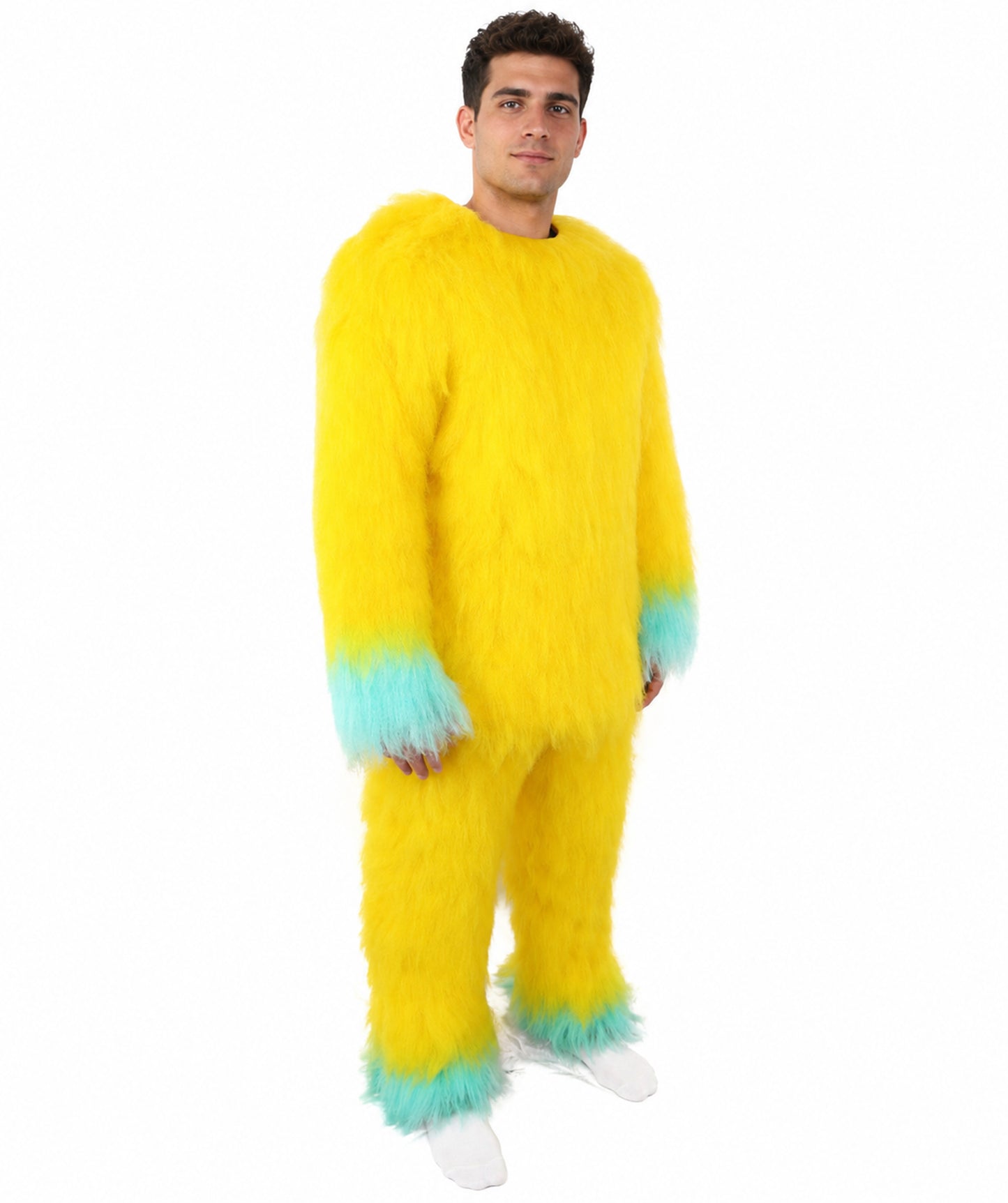 HPO Adult 74 Inch Full Animal Monster Bundle Costume & Mask Set – Yellow & Blue Furry Outfit with Screaming Head Mask | Ideal for Mascot Shows, Theater & Party Characters