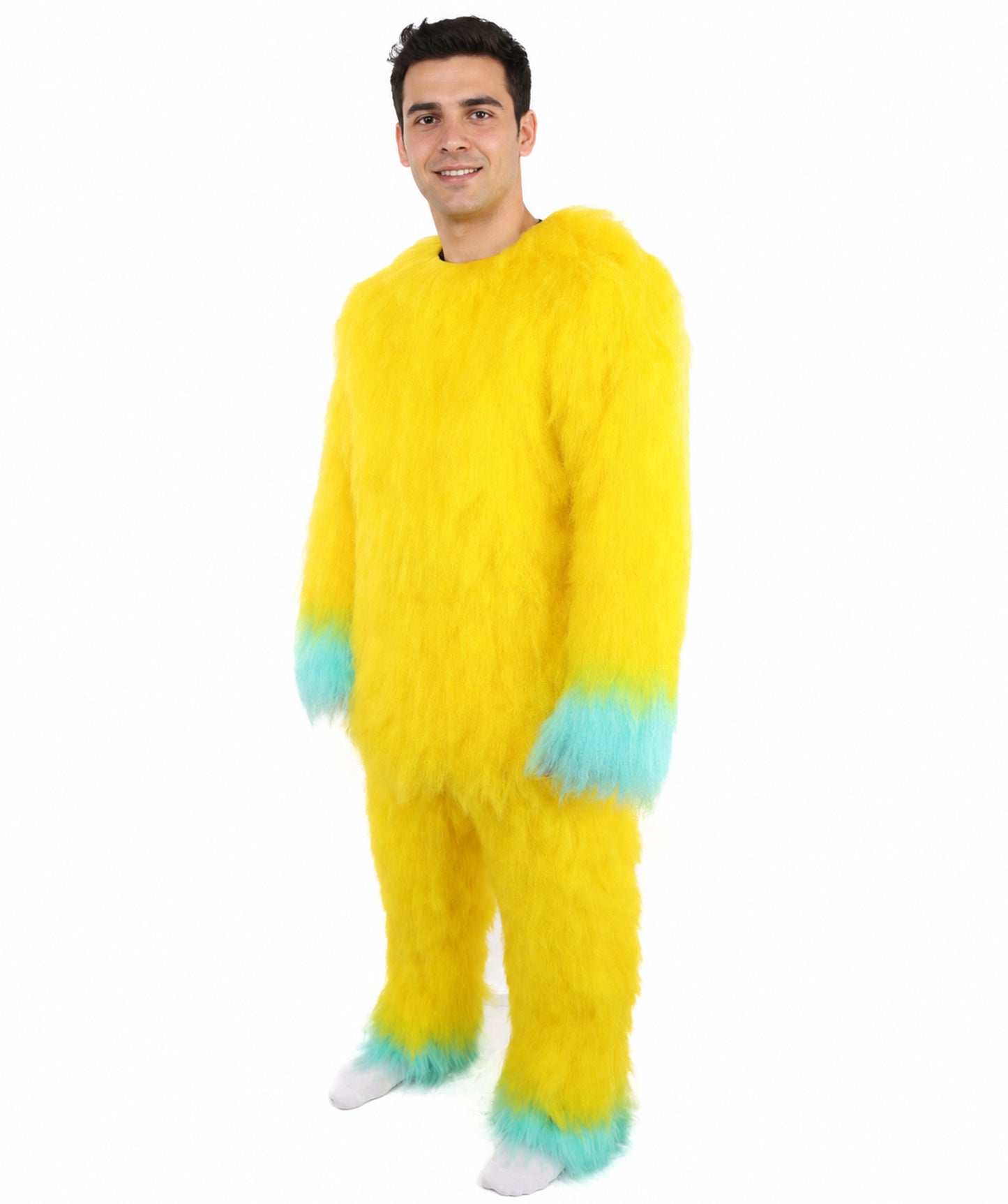 HPO Adult 74 Inch Full Animal Monster Bundle Costume & Mask Set – Yellow & Blue Furry Outfit with Screaming Head Mask | Ideal for Mascot Shows, Theater & Party Characters