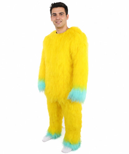 HPO Adult 74 Inch Full Animal Monster Bundle Costume & Mask Set – Yellow & Blue Furry Outfit with Screaming Head Mask | Ideal for Mascot Shows, Theater & Party Characters