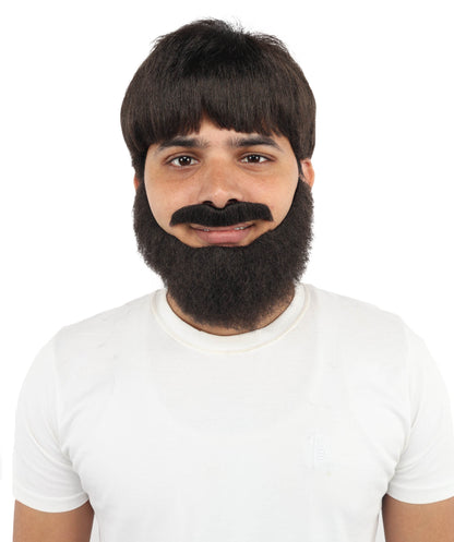 HPO Men’s Scottish Actor-Inspired Wig, Beard & Mustache Set | Dark Brown Wig | Adjustable Fit for Stage, Cosplay & Events