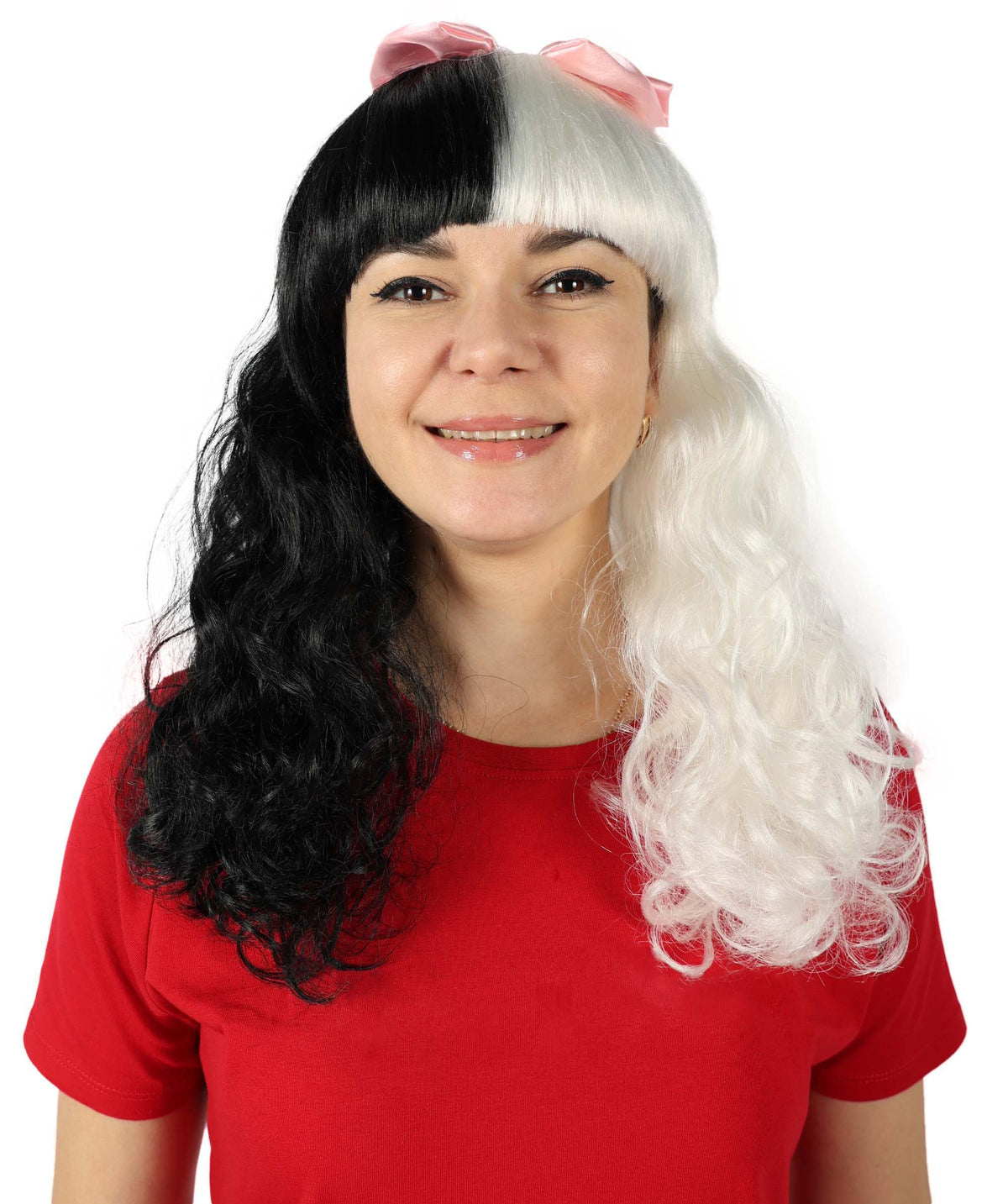 Women's Doll Wig | Pink Bow Purple & Black Wig | Premium Breathable Capless Cap