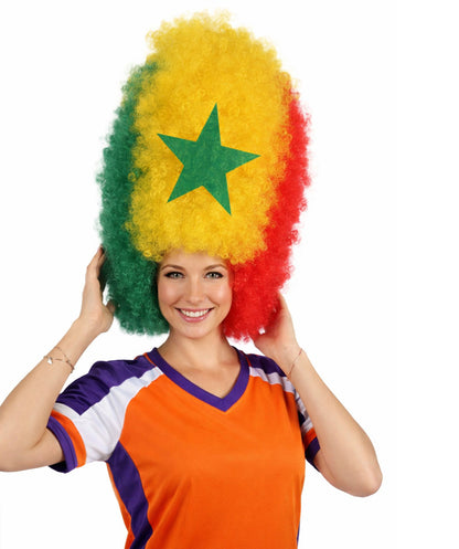 HPO Patriote Flag Sports Party Jumbo Multicolor Afro Wig I Flame-retardant Synthetic Fiber