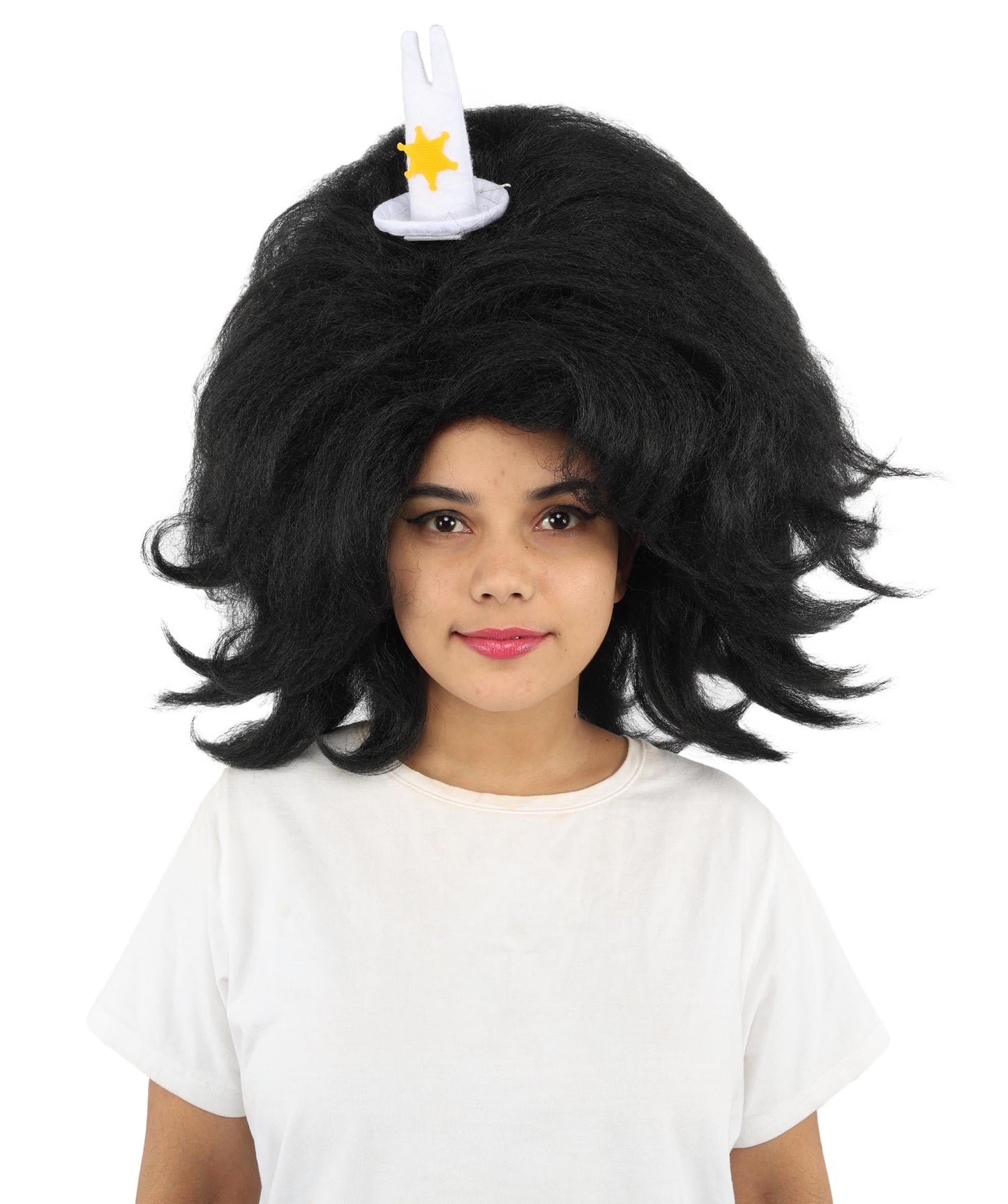 HPO Adult Women's Long Red Bob Wig | Straight Shoulder-Length Black Hair with Blunt Bangs, Included Accessory Set & Breathable Cap | Halloween, Anime Roleplay, Costume Party & Daily Wear