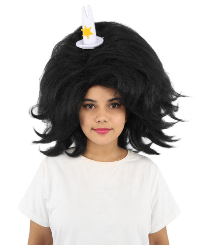 HPO Adult Women's Long Red Bob Wig | Straight Shoulder-Length Black Hair with Blunt Bangs, Included Accessory Set & Breathable Cap | Halloween, Anime Roleplay, Costume Party & Daily Wear