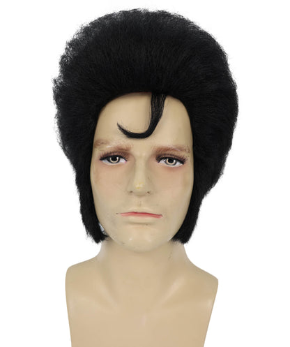 HPO Men’s Elvis Wig | Black Pompadour Hairpiece for Rock Star Look | Halloween Parties, Stage Acts & Themed Events