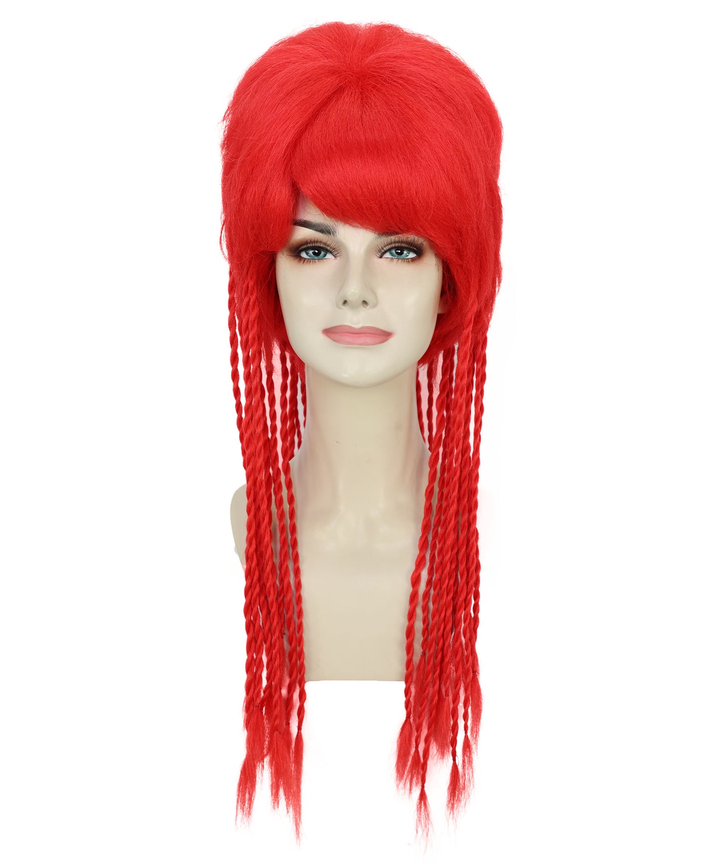HPO Women’s Club Wig with Rave Red Braids | Bold Party Hairpiece for Adults | Rave Events, Cosplay & Themed Party Wig