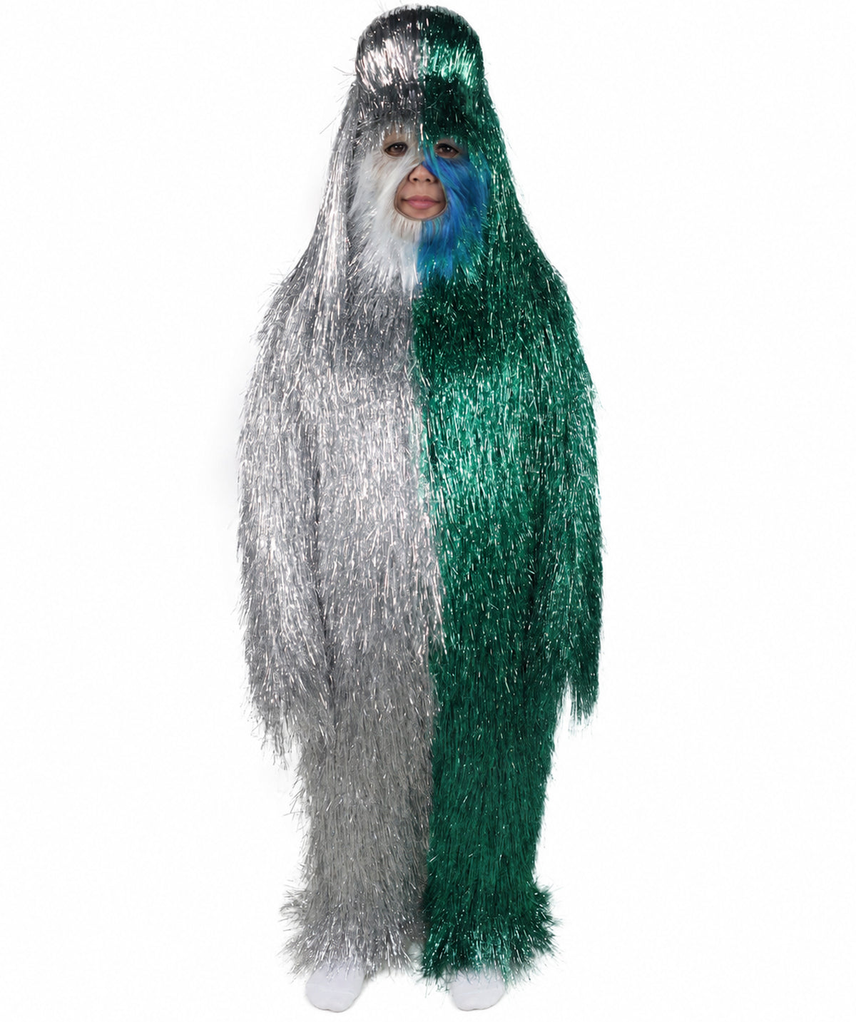 HPO Teen Extreme Hairy Two Part Costume Bundle & Mask Set - Full-Body Hair Suit Extra-Long Costume Wig for Halloween, Cosplay & Parties - Multiple Color Options