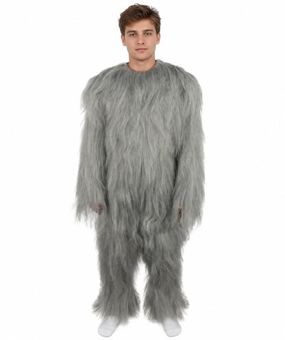 HPO Unisex Extreme Hairy Person Costume, Mask and Bundle - Full-Body Hair Suit Extra-Long Ash Brown Costume Wig for Halloween, Cosplay & Parties