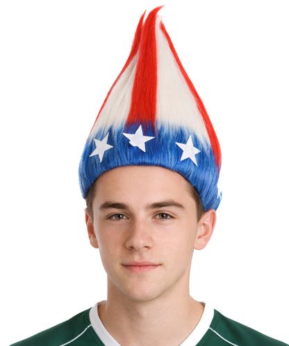 American Stripes Troll Wig | Flag Fancy Halloween Wig | Premium Breathable Capless Cap
