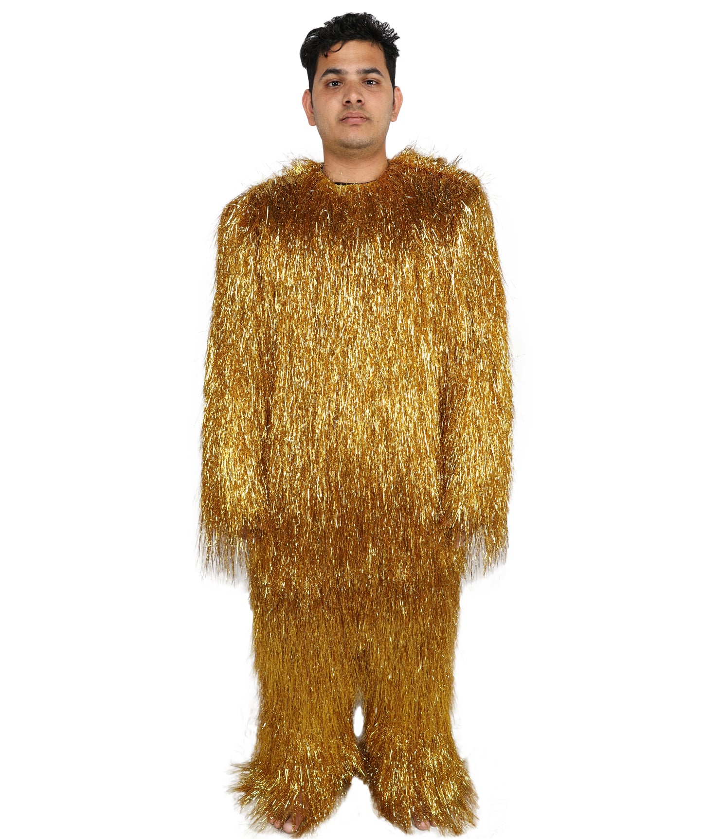 HPO UnisexTinsel Hairy Costume, Bundle & Mask Set | Full-Body Suit & Matching Mask | Long Hair Funny Costume for Halloween, Performers, Cosplay & Mascots | Multicolor Options