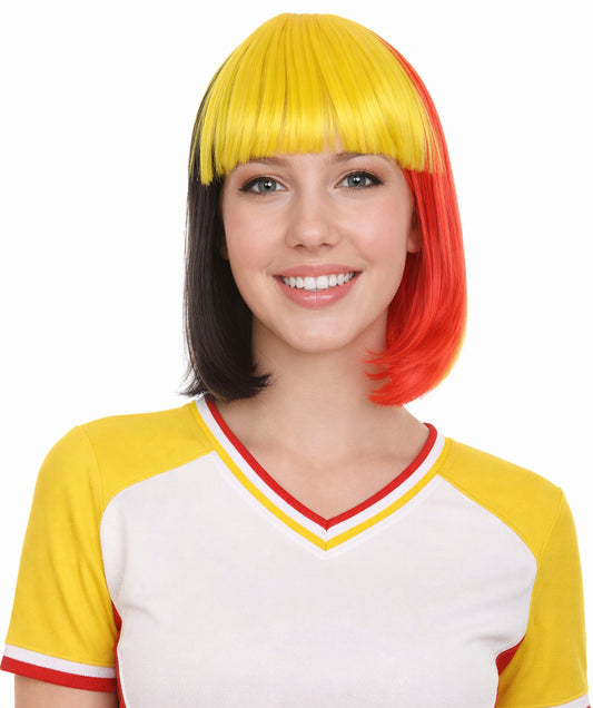 Women Patriotic Belgium Flag Bob Wig | Premium Breathable Capless Cap