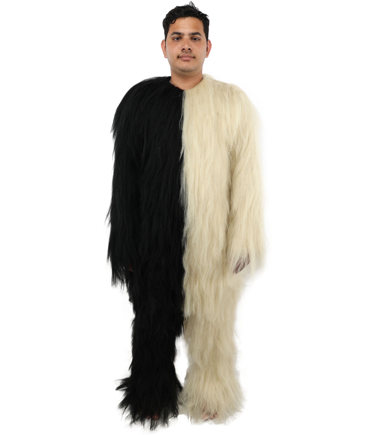 HPO  Extreme Hairy Person Two Part Costume, Mask and Bundle Set - Full-Body Hair Suit Extra-Long Costume Wig for Halloween, Cosplay & Parties - Multiple Color Options