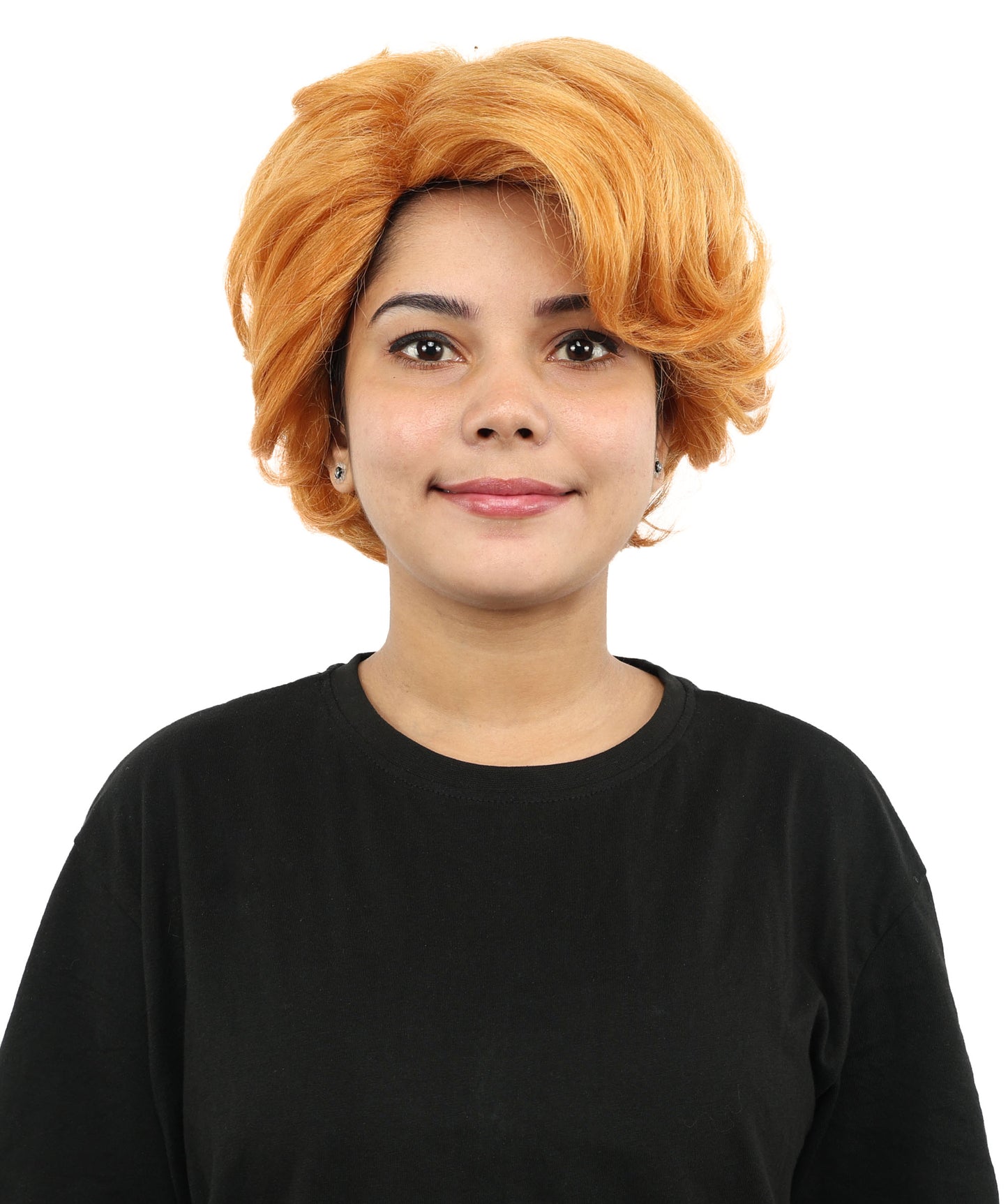 HPO Women's Curly Ginger-Inspired Wig | Voluminous Orange Afro Curly Hairstyle | Synthetic Hairpiece for Cosplay, Halloween, Parties, Stage & Roleplay