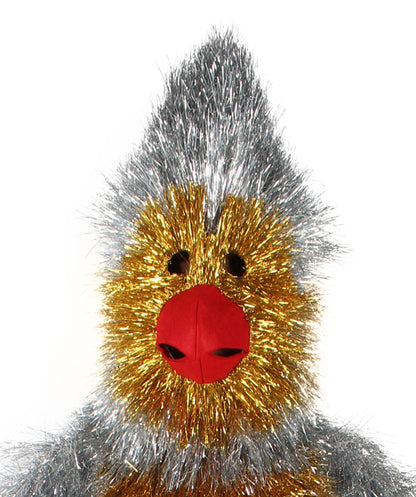 HPO Men's Furry Cardinal Mascot Tinsel Mask Costume, Halloween-Mask, Flame-retardant Tinsel Material