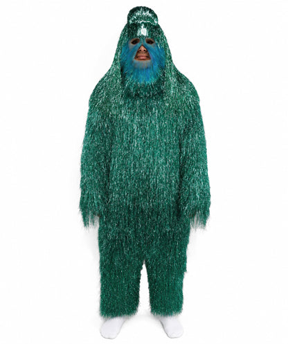 HPO UnisexTinsel Hairy Costume, Bundle & Mask Set | Full-Body Suit & Matching Mask | Long Hair Funny Costume for Halloween, Performers, Cosplay & Mascots | Multicolor Options