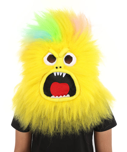 HPO Adult 74 Inch Full Animal Monster Bundle Costume & Mask Set – Yellow & Blue Furry Outfit with Screaming Head Mask | Ideal for Mascot Shows, Theater & Party Characters