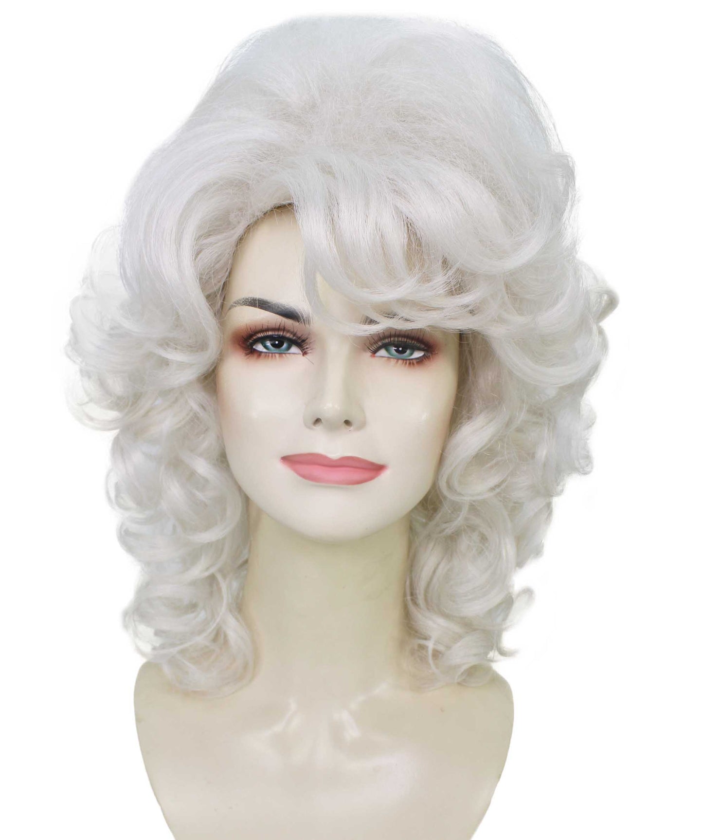 HPO  Women’s Puffy Wavy Country Music Star White Wig