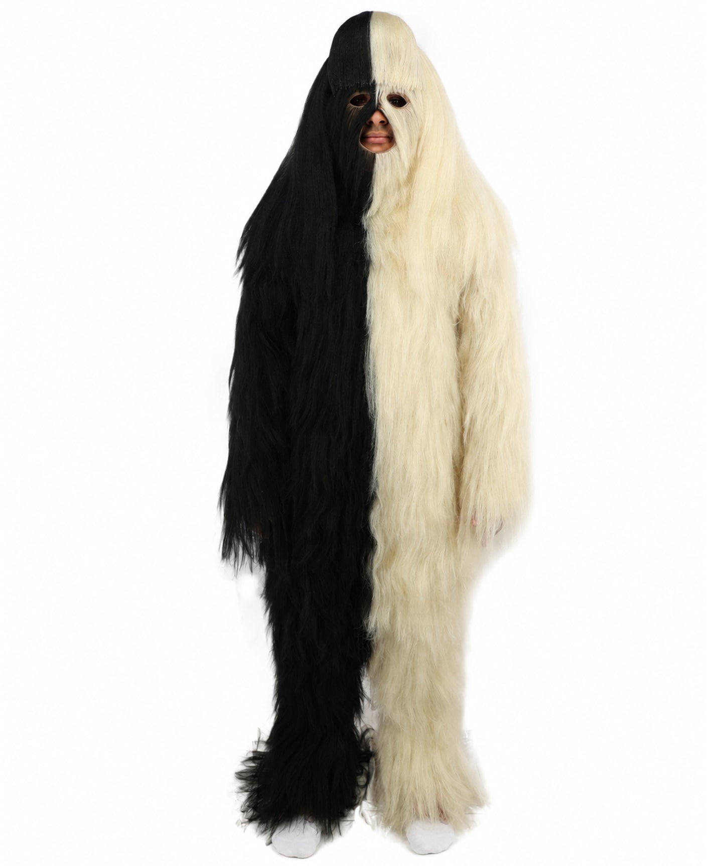 HPO  Extreme Hairy Person Two Part Costume, Mask and Bundle Set - Full-Body Hair Suit Extra-Long Costume Wig for Halloween, Cosplay & Parties - Multiple Color Options