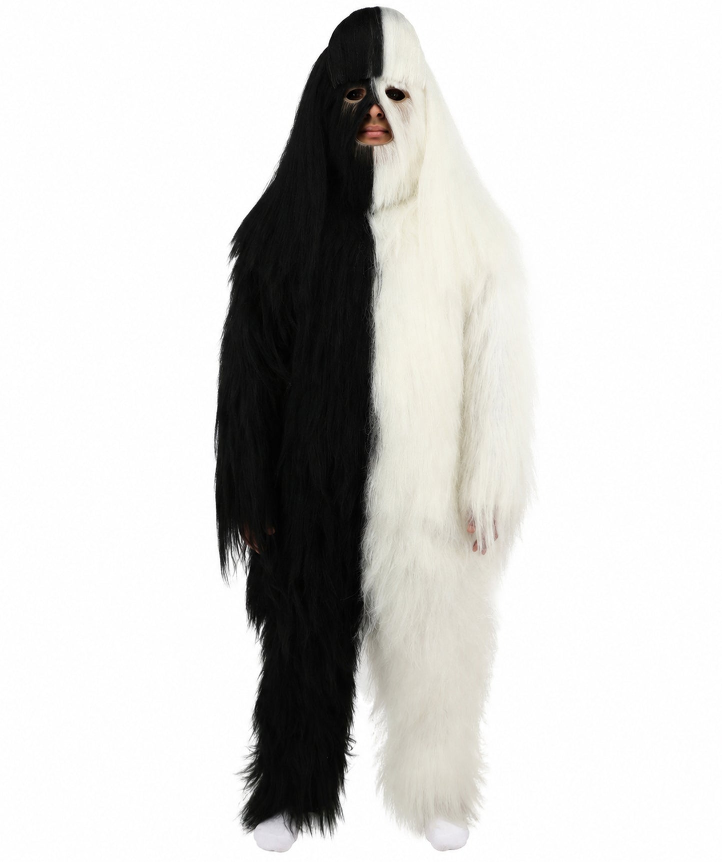 HPO  Extreme Hairy Person Two Part Costume, Mask and Bundle Set - Full-Body Hair Suit Extra-Long Costume Wig for Halloween, Cosplay & Parties - Multiple Color Options