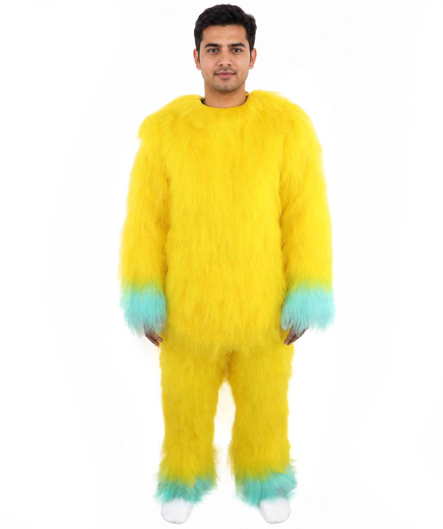HPO Adult 74 Inch Full Animal Monster Bundle Costume & Mask Set – Yellow & Blue Furry Outfit with Screaming Head Mask | Ideal for Mascot Shows, Theater & Party Characters