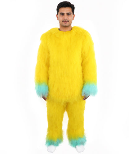 HPO Adult 74 Inch Full Animal Monster Bundle Costume & Mask Set – Yellow & Blue Furry Outfit with Screaming Head Mask | Ideal for Mascot Shows, Theater & Party Characters