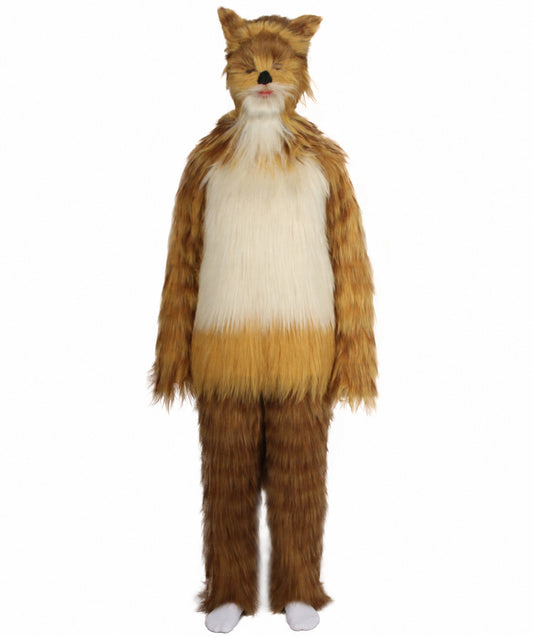 Furry Fox Collection Costume | Women's White and Orange Straight Long Furry Fox Fancy  Costume with Tail