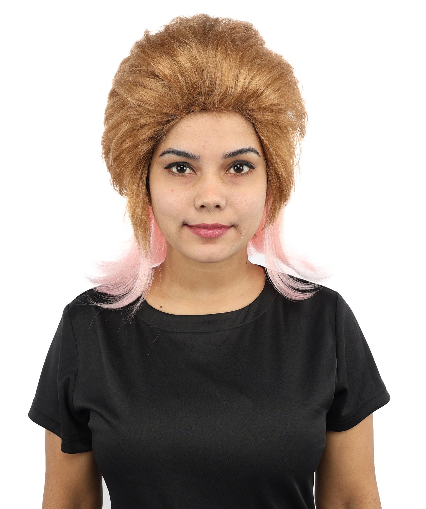 HPO Women's Brown And Pink Bob Wig | 14-Inch Celebrity-Inspired Hair | Ideal for Cosplay, Costume, and Themed Parties