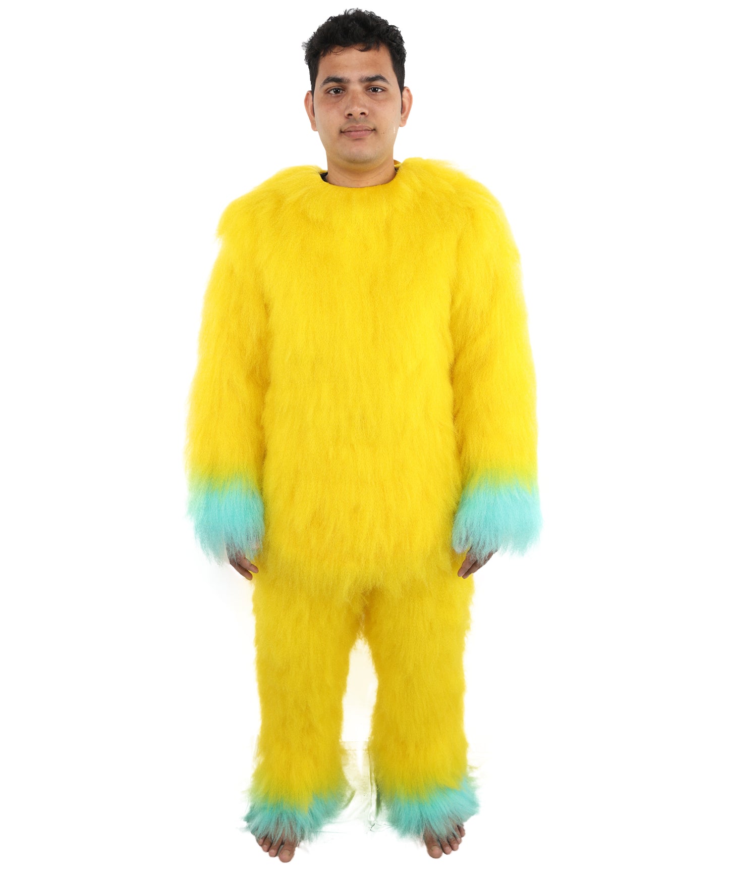 HPO Adult 74 Inch Full Animal Monster Bundle Costume & Mask Set – Yellow & Blue Furry Outfit with Screaming Head Mask | Ideal for Mascot Shows, Theater & Party Characters