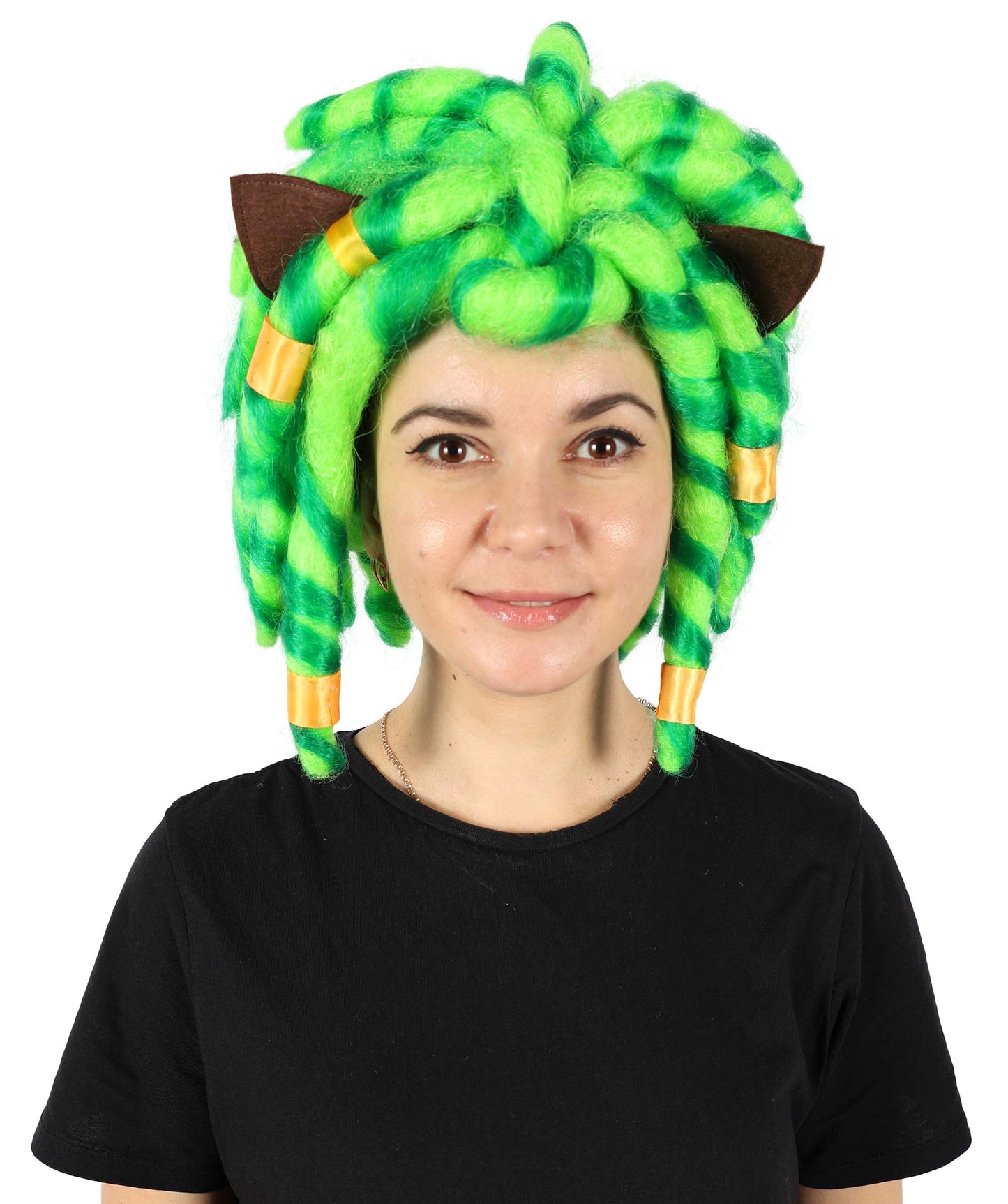 HPO Women's Superhero Green Braided Ponytail Wig I Halloween Wig I Flame-retardant Synthetic Fiber