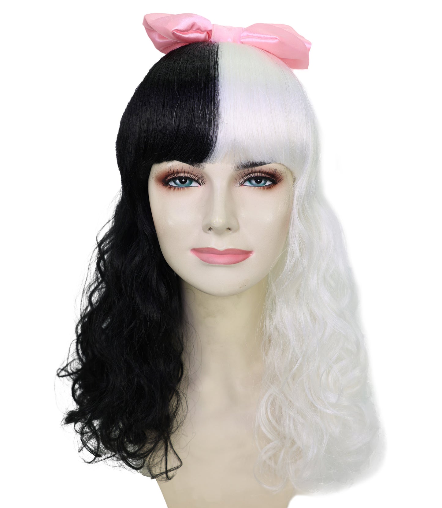 Women's Doll Wig | Pink Bow Purple & Black Wig | Premium Breathable Capless Cap