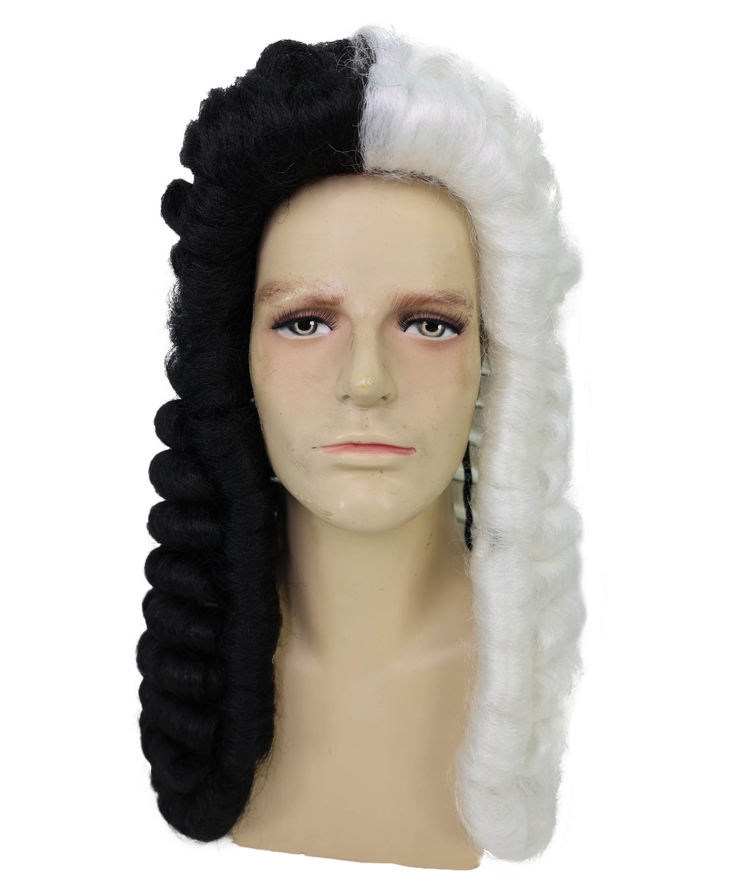 Colonial Men Judge Curly Long White Wig | Premium Breathable Capless Cap