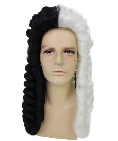 Colonial Men Judge Curly Long White Wig | Premium Breathable Capless Cap