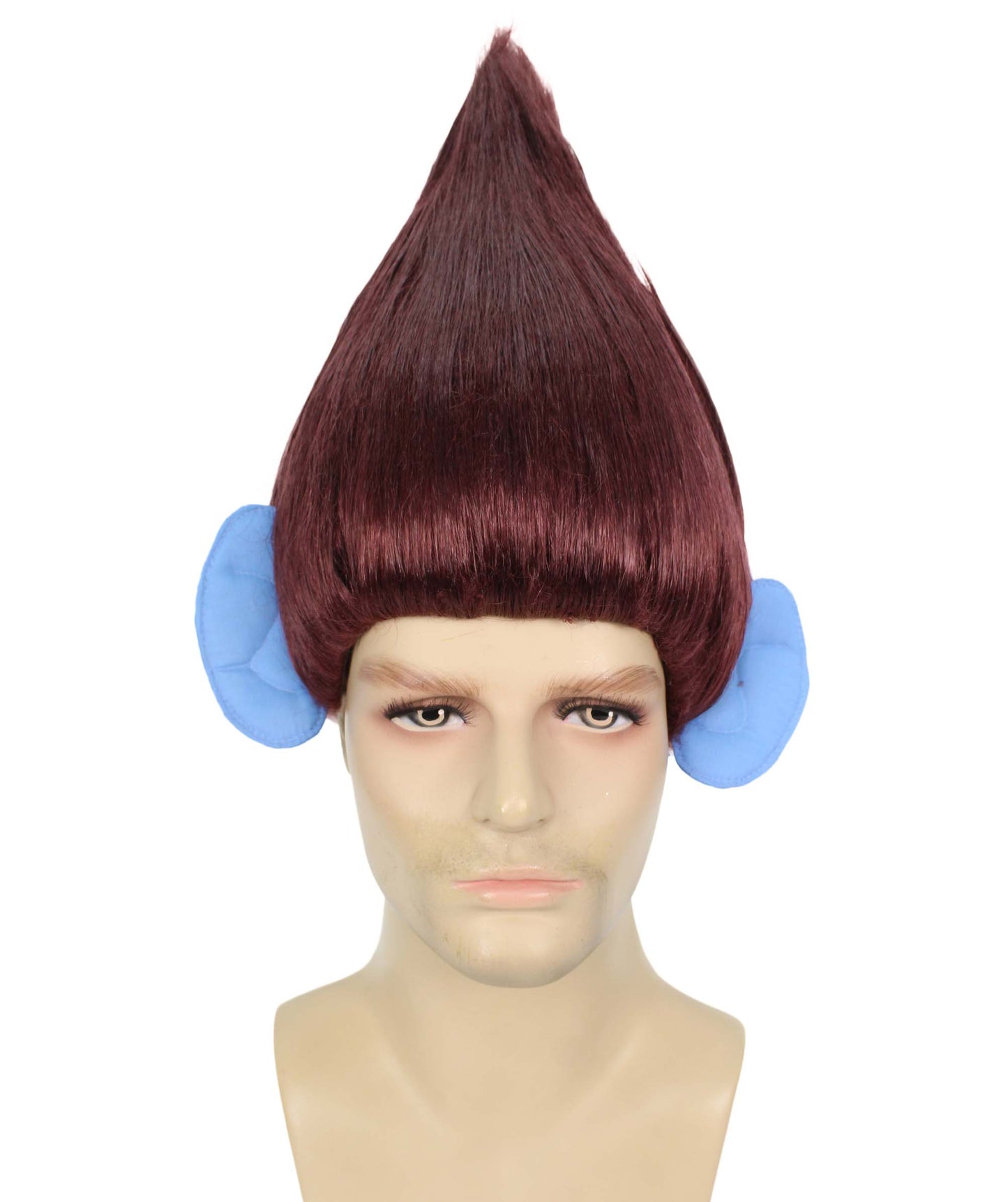 HPO Men's Pointy Diamond Guy Troll Wig with Blue Ears,Multiple Color,Flame-Retardant Synthetic Fiber