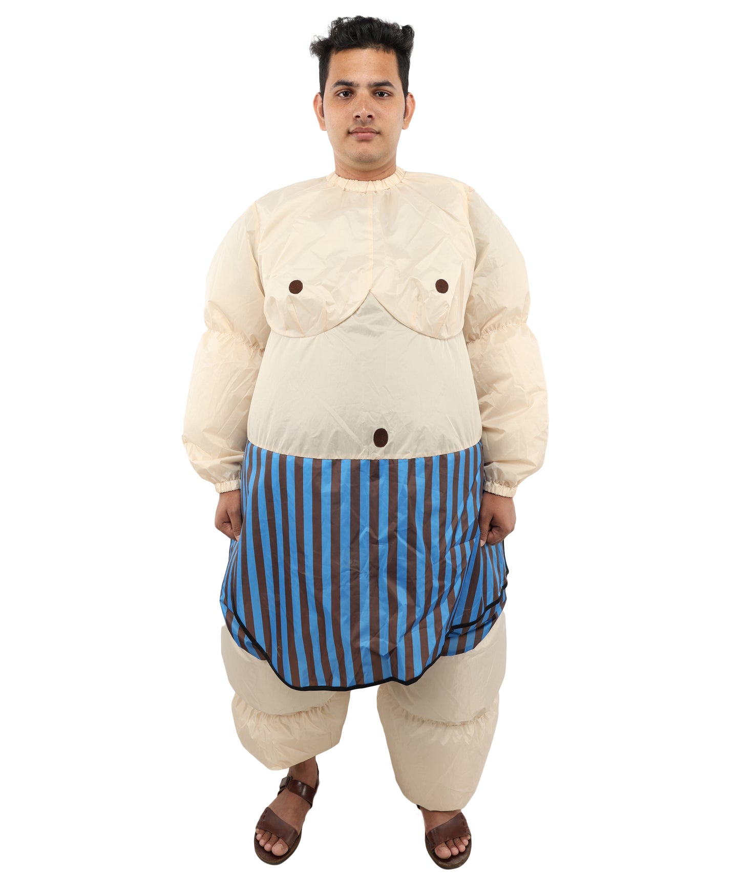 HPO Men's Inflatable Wrestler Costume | Funny Sumo-Style Blow-Up Suit with Built-In Fan | Ideal for Halloween & Cosplay Parties