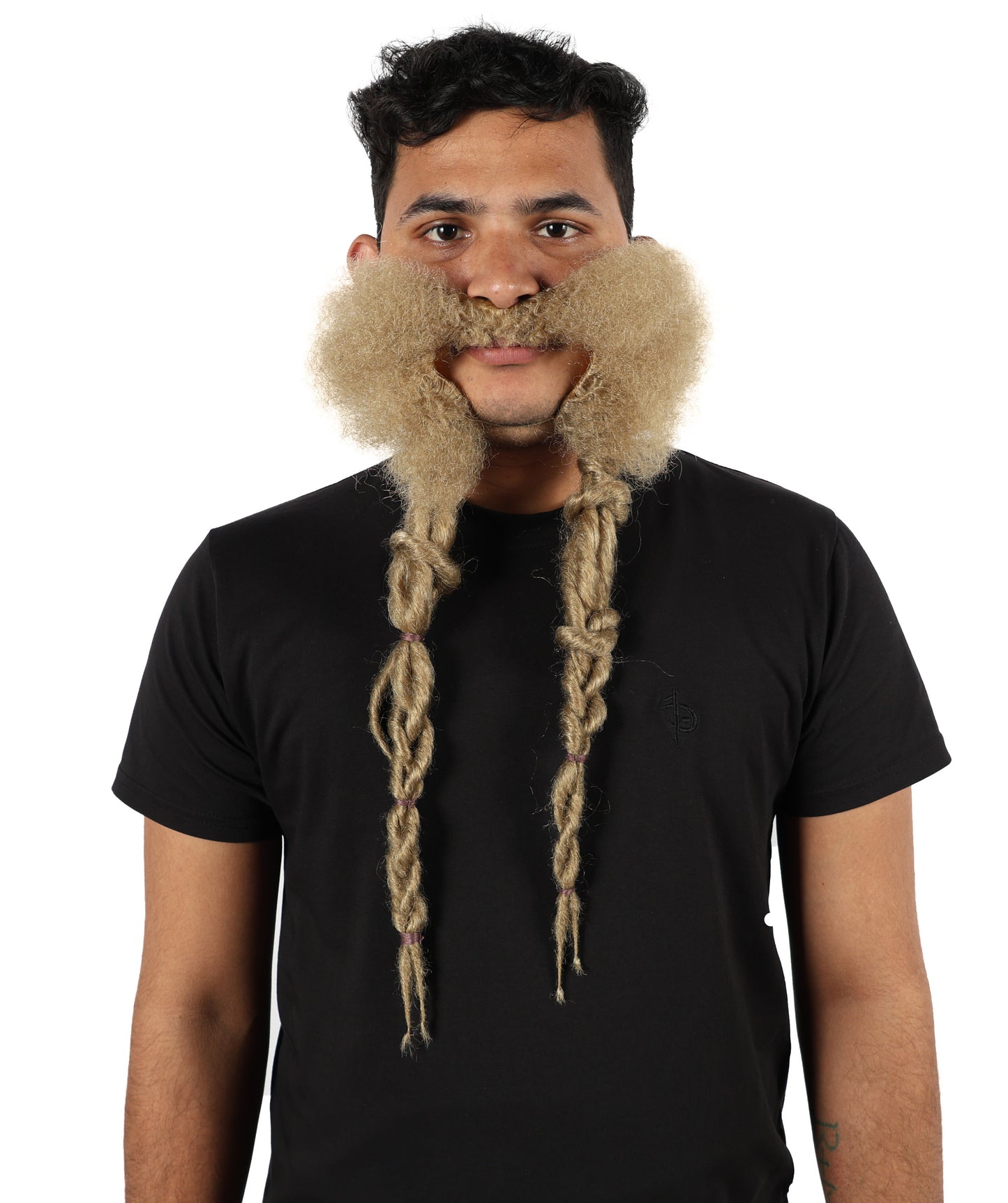 Medieval Warrior Mustache and Beard Set | Brown Synthetic Facial Hair | Historical Cosplay & Halloween Accessory
