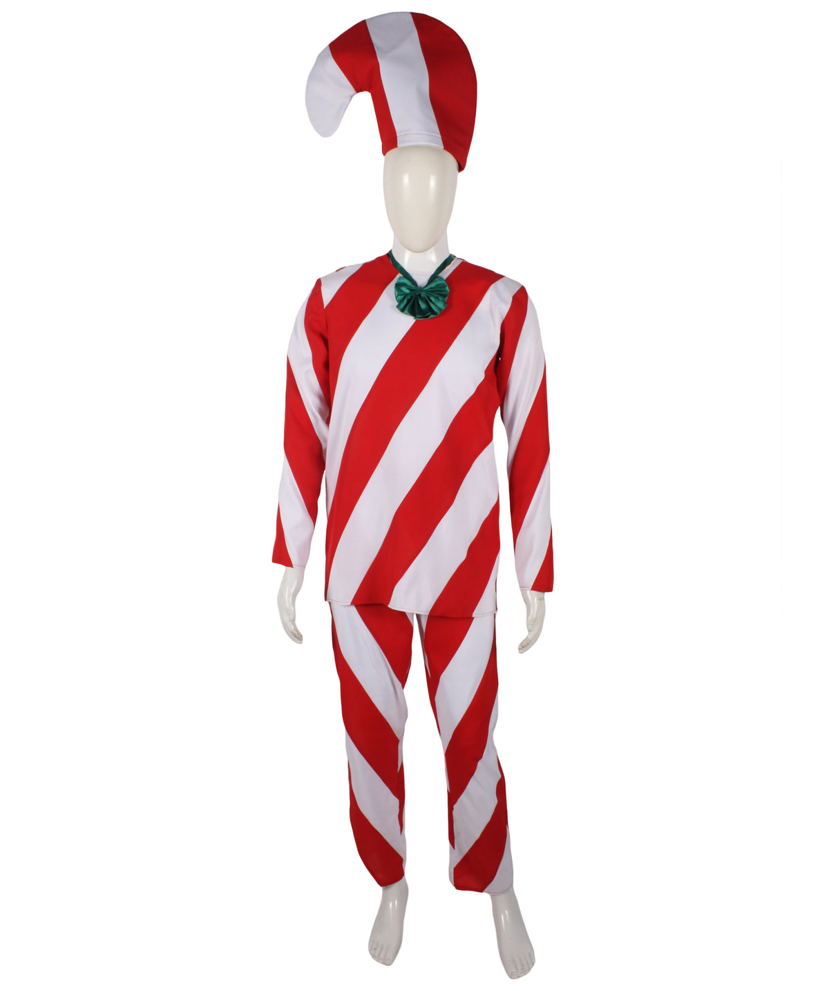 HPO Men's Celebration Red & White Candy Cane Costume Set | Suitable for Halloween | Flame-retardant Synthetic Fabric