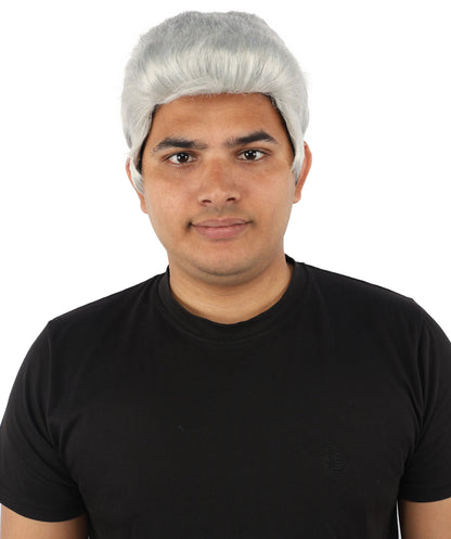 HPO Men's Side Swept Undercut Wig | Short Brown Texture with Tapered Sides, Heat Resistant Synthetic Fiber & Breathable Net | Halloween, Space Ranger Cosplay, Sci-Fi Theme Party & Roleplay