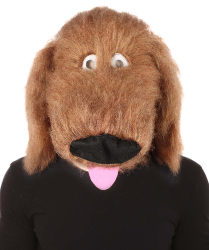 HPO Unisex Furry Brown Dog Mask I Perfect for Halloween I Flame-retardant Synthetic Fiber