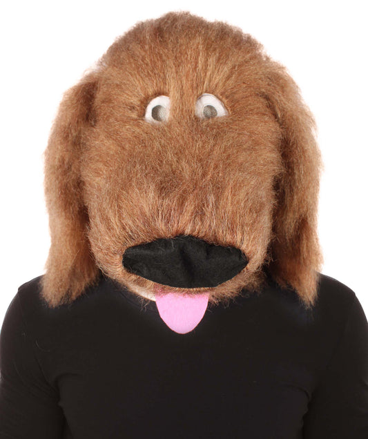 HPO Unisex Furry Brown Dog Mask I Perfect for Halloween I Flame-retardant Synthetic Fiber
