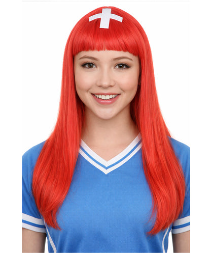 Switzerland Flag Sport Party Long Bob Wig | Premium Breathable Capless Cap