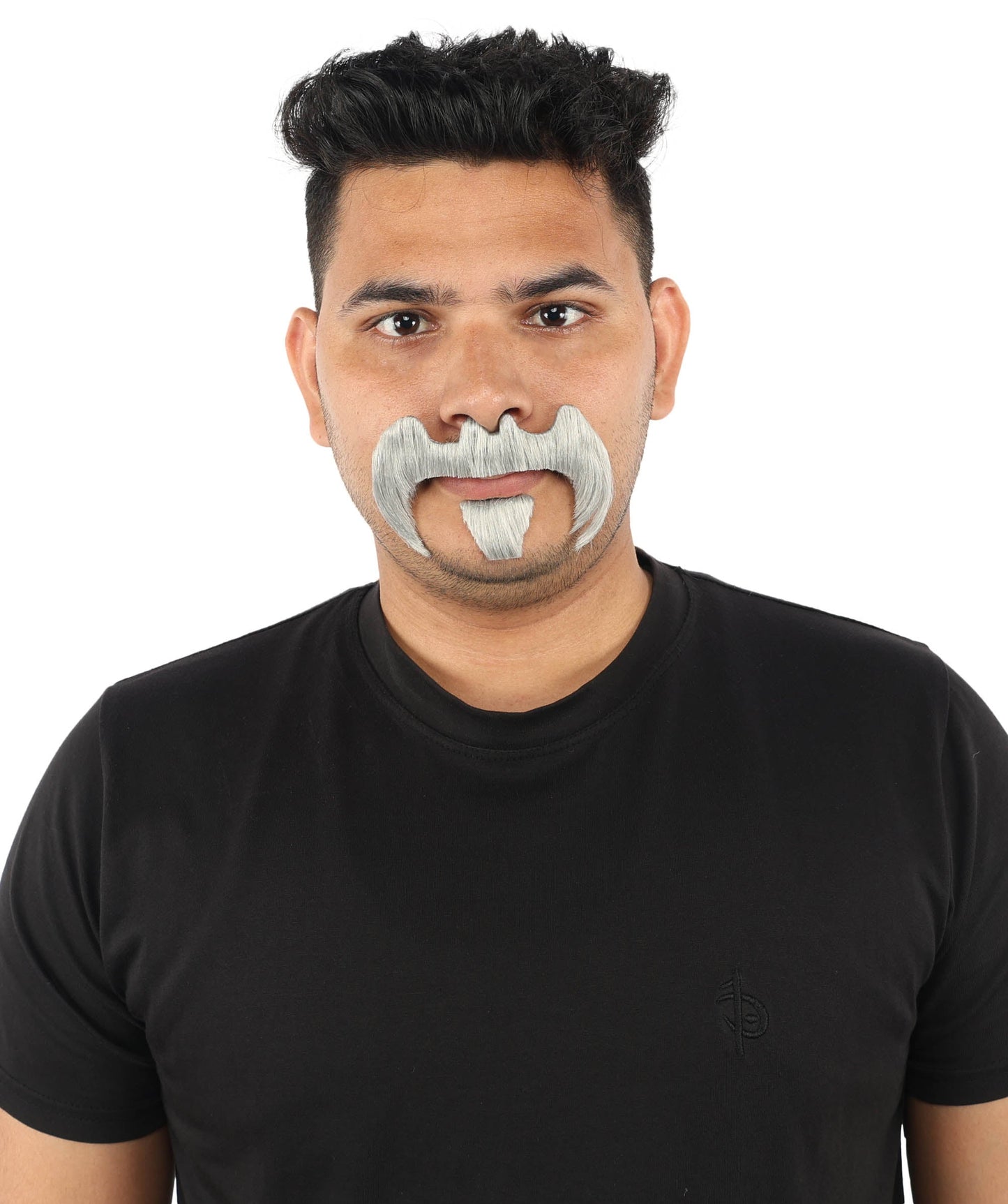 HPO Adult Men’s Bold Horseshoe Mustache with Chin Beard Set – Multiple Color Options - Flame-retardant Synthetic Fiber Fake Facial Hair | Ideal for Halloween Parties, Cowboy, Police Roleplay and Themed Events