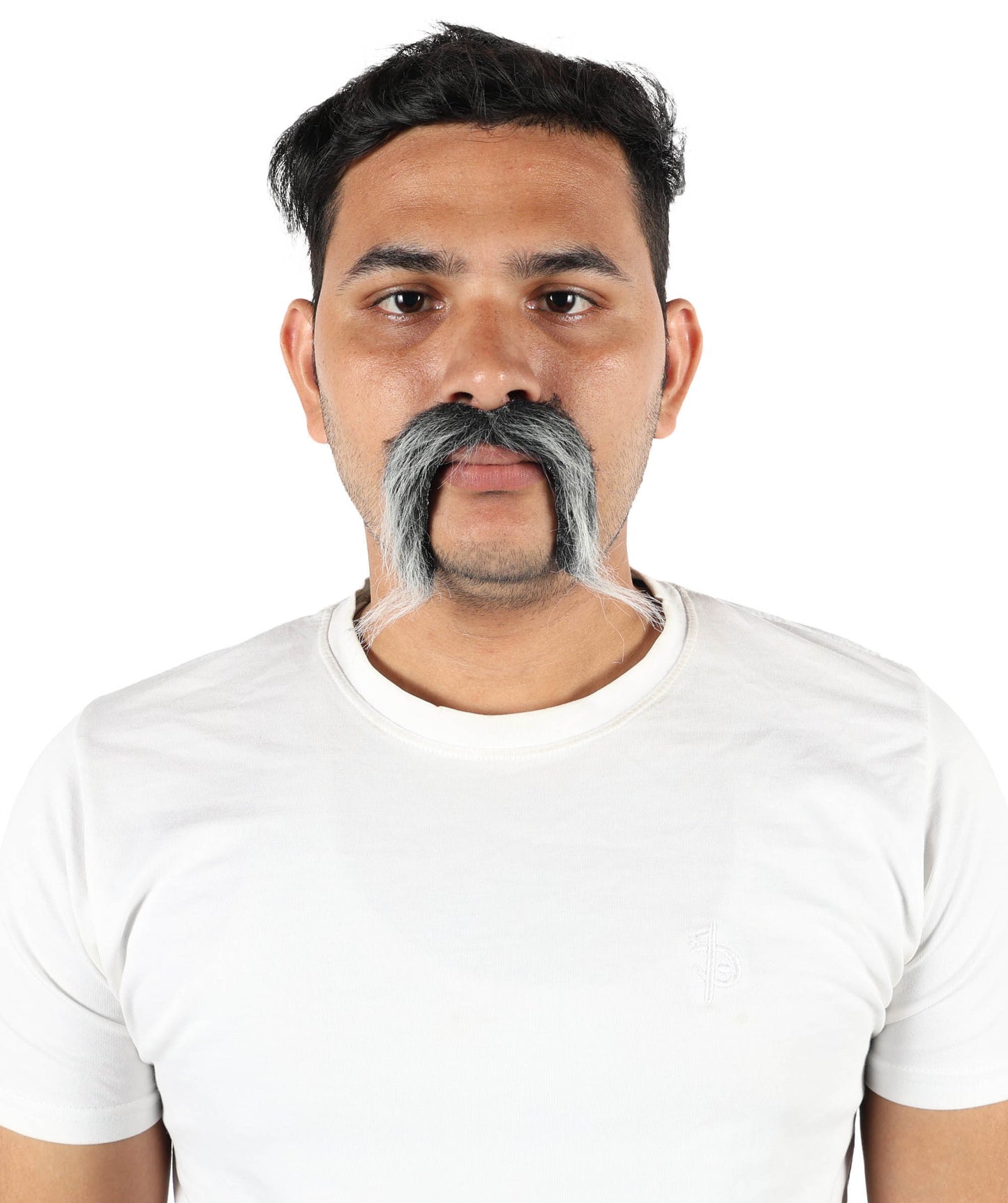 HPO Men’s Self-Adhesive Dark Grey Fake Mustache | Realistic Facial Accessory for Party, Halloween & Cosplay | Flame-retardant Synthetic Fiber